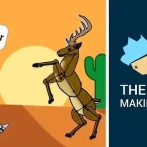 Mô tả ảnh: Giao diện chính của ứng dụng Draw Cartoons 2 với các công cụ vẽ và một nhân vật hoạt hình.