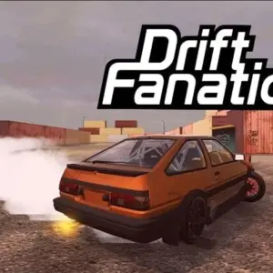Mô tả hình ảnh về giao diện game Drift Fanatics Car Drifting với một chiếc xe đang drift