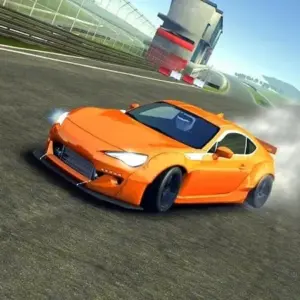 Mô tả hình ảnh: Giao diện game Drift Legends với một chiếc xe đua đang drift