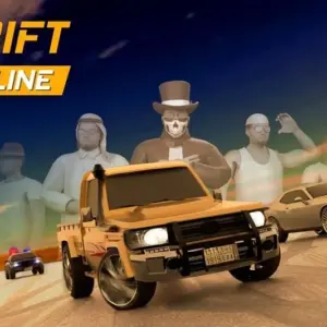 Mô tả hình ảnh: Giao diện bắt đầu game Drift Online với một chiếc xe thể thao màu đỏ nổi bật