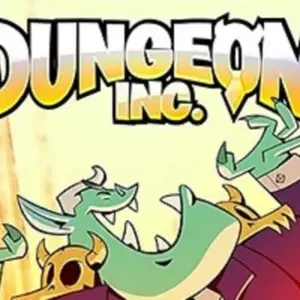 Mô tả hình ảnh: Giao diện chính của game Dungeon Inc với hình ảnh nhân vật hoạt hình và vàng