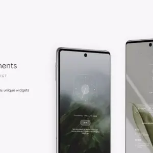 Mô tả hình ảnh: Giao diện chính của Elements KWGT với nhiều widget đa dạng.