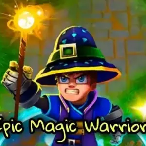 Mô tả hình ảnh: Hình ảnh giới thiệu game Epic Magic Warrior với nhân vật chính là một chiến binh phép thuật