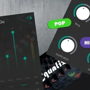Alt text: Giao diện ứng dụng Equalizer - Bass Booster pro với các nút điều chỉnh âm thanh.