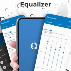 Alt text: Giao diện ứng dụng Equalizer FX với các nút điều chỉnh âm thanh