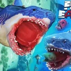Mô tả hình ảnh: Giao diện game Fish Eater.io với một con cá lớn đang săn mồi.