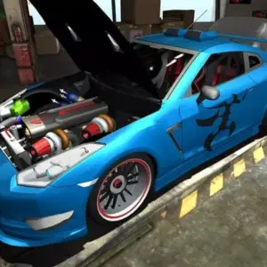Mô tả hình ảnh: Giao diện game Fix My Car: Premium với một chiếc xe đang được sửa chữa.