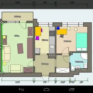 Mô tả ứng dụng Floor Plan Creator trên màn hình điện thoại