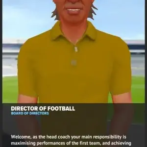 Mô tả ảnh: Giao diện game Football Club Management 2024 với hình ảnh sân vận động và các tùy chọn quản lý