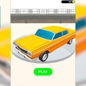 Mô tả hình ảnh: Giao diện game Fury Cars với một chiếc xe đang bị phá hủy