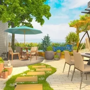 Mô tả ảnh: Hình ảnh giao diện game Garden Sweet với một khu vườn đầy màu sắc.