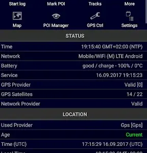 Giao diện chính Ultra GPS Logger