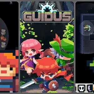 Mô tả hình ảnh: Banner game Guidus: Pixel Rogue-like RPG với hình ảnh nhân vật pixel art