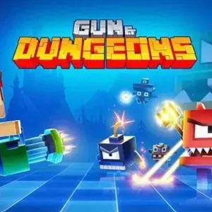 Mô tả ảnh về giao diện game Gun & Dungeons với nhân vật chính đang chiến đấu với quái vật