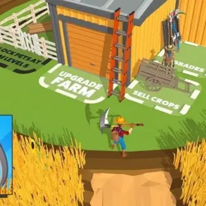 Mô tả hình ảnh: Giao diện game Harvest It! với hình ảnh người nông dân đang thu hoạch lúa mì.
