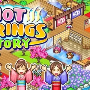 mô tả hình ảnh: Giao diện game Hot Springs Story với hình ảnh khách hàng đang thư giãn tại resort