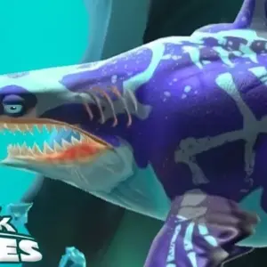 Mô tả ảnh: Hình ảnh cá mập hung dữ trong game Hungry Shark Heroes