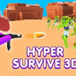 Mô tả hình ảnh: Giao diện game Hyper Survive 3D với nhân vật chính đang chiến đấu với zombie.