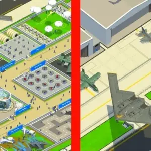 Alt text: Hình ảnh giao diện game Idle Air Force Base với máy bay chiến đấu