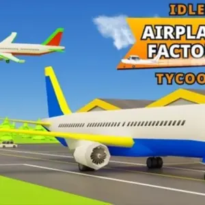 Mô tả ảnh: Giao diện game Idle Airplane Factory Tycoon với nhà máy sản xuất máy bay.
