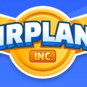 Mô tả hình ảnh: Giao diện game Idle Airplane Inc. Tycoon với hình ảnh máy bay và sân bay.