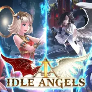 Alt text: Hình ảnh gameplay Idle Angels với các thiên thần chiến đấu