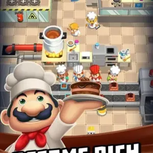 Mô tả hình ảnh: Giao diện game Idle Cooking Tycoon với hình ảnh các loại bánh ngọt hấp dẫn.