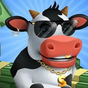 Mô tả hình ảnh: Giao diện game Idle Cow Clicker với hình ảnh những chú bò sữa đáng yêu.
