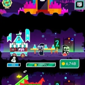 Mô tả ảnh: Giao diện game Idle Death Tycoon với hình ảnh nhân vật hoạt hình vui nhộn