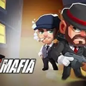 Mô tả hình ảnh: Giao diện chính của game Idle Mafia Empire với hình ảnh nhân vật hoạt hình ngộ nghĩnh.