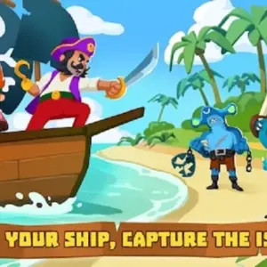 Alt text: Hình ảnh bản đồ thế giới trong game Idle Pirates – Ship Simulator