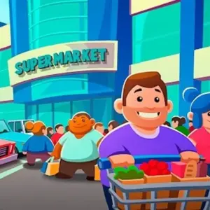PicWish MOD (Mở khóa Pro) 2.0.7 (21M) 6 Mô tả hình ảnh: Giao diện game Idle Supermarket Tycoon với hình ảnh một siêu thị nhộn nhịp người mua kẻ bán.
