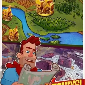Mô tả hình ảnh: Giao diện game Idle Tycoon với hình ảnh hoạt hình vui vẻ