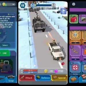Mô tả ảnh: Hình ảnh game Infinity Chase với chiếc xe chiến đấu đang lao vun vút trên đường đua.