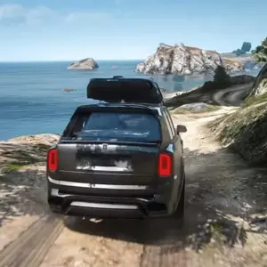 Mô tả hình ảnh: Giao diện game Jeep Offroad 4x4 Driving Games với một chiếc Jeep đang vượt địa hình
