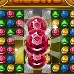 Mô tả hình ảnh: Giao diện game Jewel Relics với các viên ngọc lấp lánh