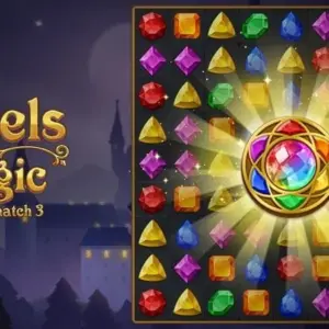 mô tả hình ảnh: Hình ảnh giới thiệu game Jewels Magic: Mystery Match3 với đồ họa lung linh và đầy màu sắc