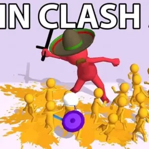 Mô tả hình ảnh: Giao diện game Join Clash 3D với nhân vật chính dẫn đầu đoàn quân
