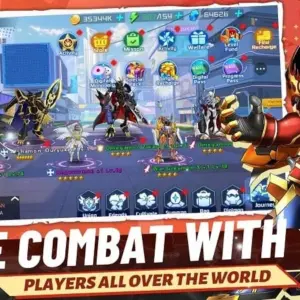 Mô tả hình ảnh: Hình ảnh giới thiệu game Joint Combat Adventure với nhân vật chính và robot