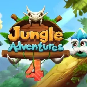 Mô tả ảnh: Hình ảnh nhân vật chính trong game Jungle Adventures 4 đang nhảy qua chướng ngại vật