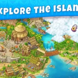 Mô tả hình ảnh: Giao diện game JungleMix Match-3 Game Puzzles với hình ảnh rừng rậm và các khối hình ghép nối.
