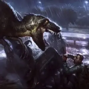 Mô tả hình ảnh về giao diện game Jurassic Survival với khủng long
