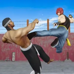 Mô tả hình ảnh: Banner quảng cáo game Karate Fighter với hình ảnh nhân vật tung cú đá