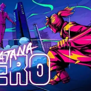 Mô tả ảnh: Giao diện game Katana ZERO với nhân vật chính cầm kiếm katana