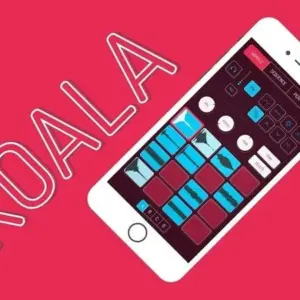 Mô tả ảnh: Giao diện chính của ứng dụng Koala Sampler với các nút điều chỉnh và sample âm thanh.