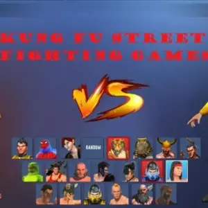 Mô tả hình ảnh: Giao diện game Kung Fu Street Fighting Games với hình ảnh nhân vật chiến đấu