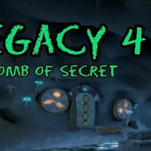 Mô tả hình ảnh: Giao diện game Legacy 4 với khung cảnh u ám, huyền bí bên trong lăng mộ cổ.