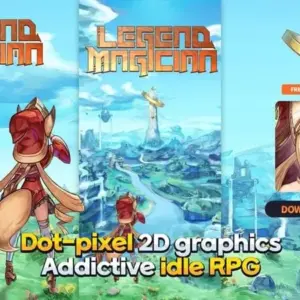 Alt text: Hình ảnh giới thiệu game Legend Magician với nhân vật pháp sư đang thi triển phép thuật
