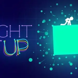 mô tả hình ảnh: Giao diện game Light-It Up với nhân vật người que đang nhảy trên các khối hình