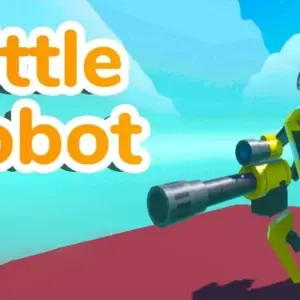 Mô tả ảnh: Hình ảnh giao diện game Little Robot với một robot nhỏ màu xanh nổi bật.